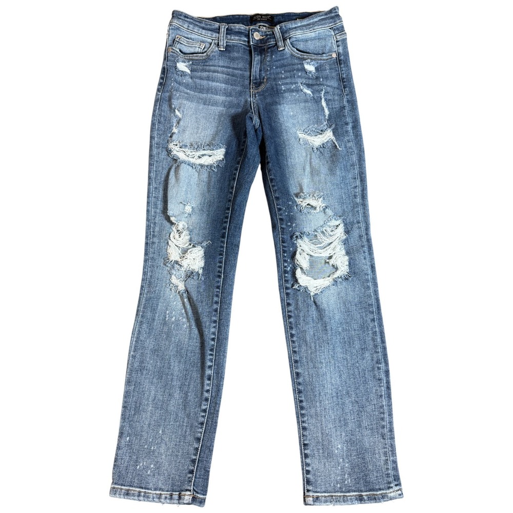 Judy Blue Womens‎ 7/28 Blue Jeans 28x29 Boyfriend Fit Distressed Stretch Denim